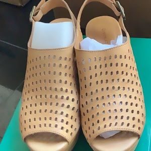 Leather side buckle wedges